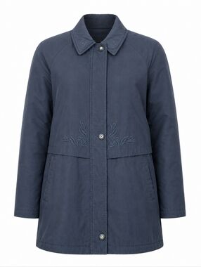 Vintage Sequence Teal Midi Length Full Zip Minimalist Women Trench Coat Size 16